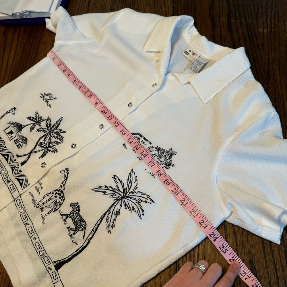 Vintage Rare KORET Embroidered Tropical Giraffe Boxy Top Women sz XL Art to Wear - Picture 11 of 11